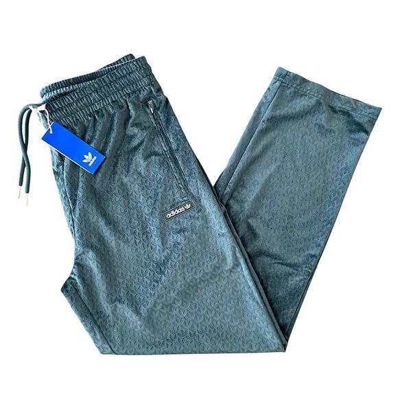 Adidas Originals Monogram Velour Trefoil Track Pants Green IZ2532 Men's Large L - Picture 1 of 12